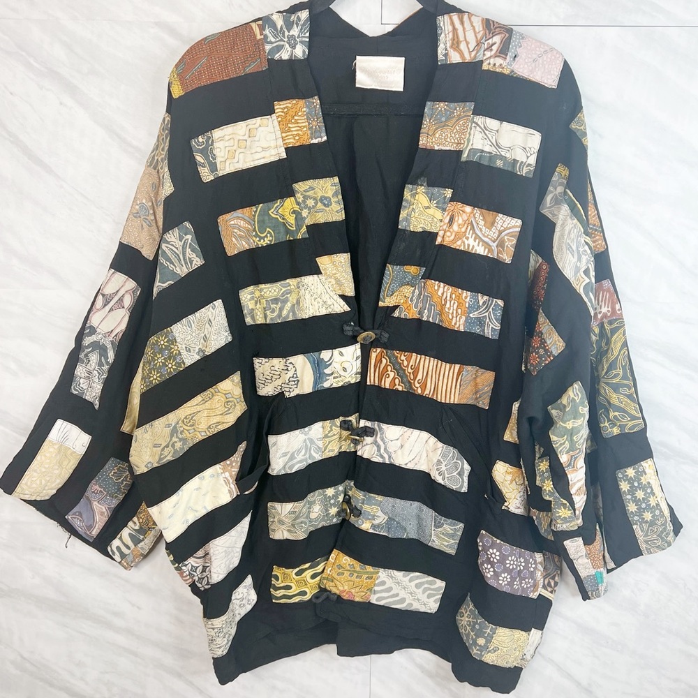 VINTAGE Quilt Patchwork Cardigan Sweater Jacket 1X